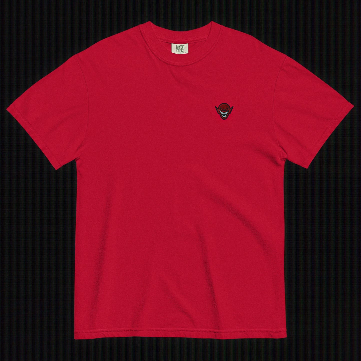 Hench Emblem Embroidery Unisex Garment-Dyed Heavyweight T-Shirt - Red