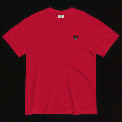 Hench Emblem Embroidery Unisex Garment-Dyed Heavyweight T-Shirt - Red
