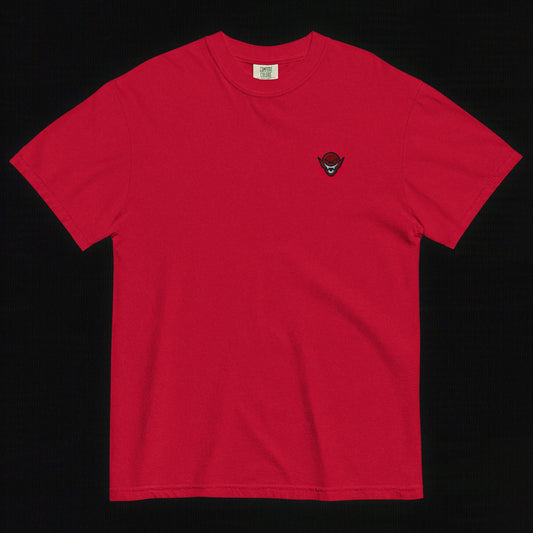 Hench Emblem Embroidery Unisex Garment-Dyed Heavyweight T-Shirt - Red