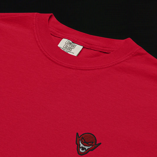 Hench Emblem Embroidery Unisex Garment-Dyed Heavyweight T-Shirt - Red