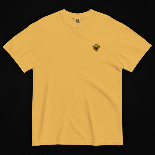 Hench Emblem Embroidery Unisex Garment-Dyed Heavyweight T-Shirt - Mustard