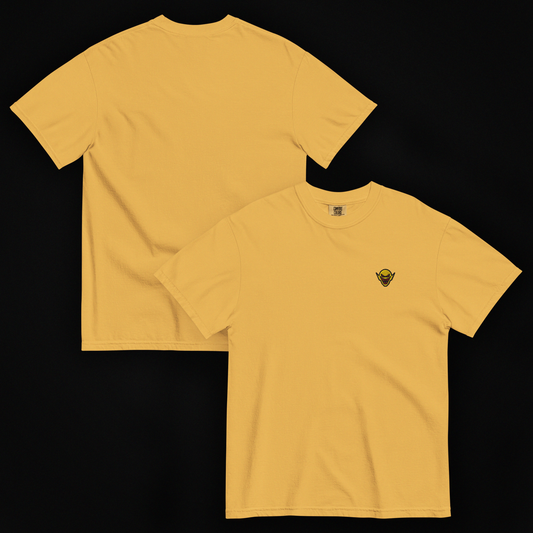 Hench Emblem Embroidery Unisex Garment-Dyed Heavyweight T-Shirt - Mustard