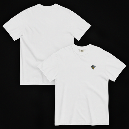 Hench Emblem Embroidery Unisex Garment-Dyed Heavyweight T-Shirt - White