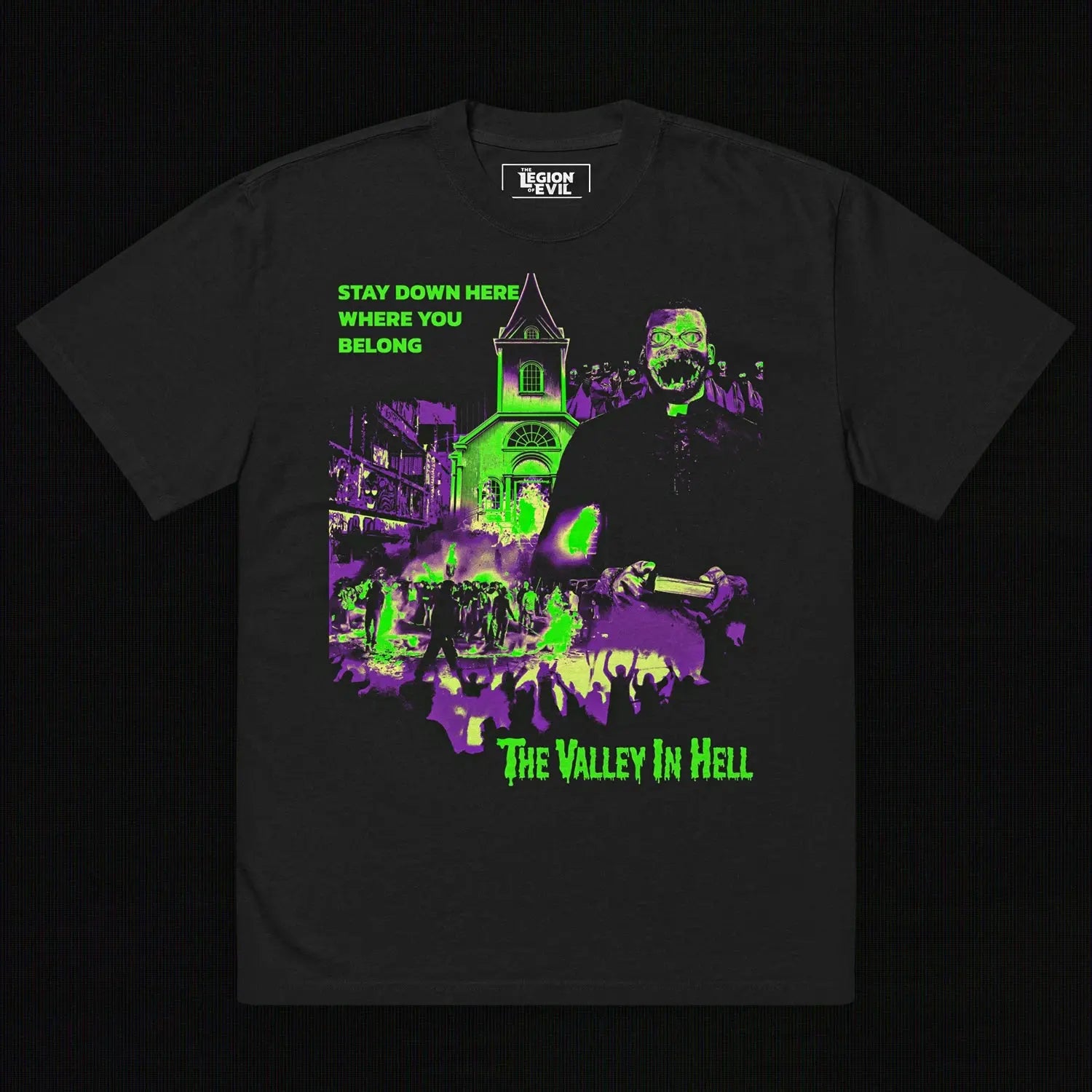 The Valley in Hell Oversized Tee (Green + Purple) The Legion of Evil