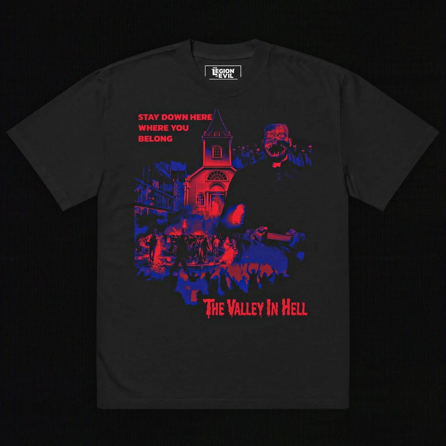 The Valley in Hell Oversized Tee (Red + Blue) The Legion of Evil