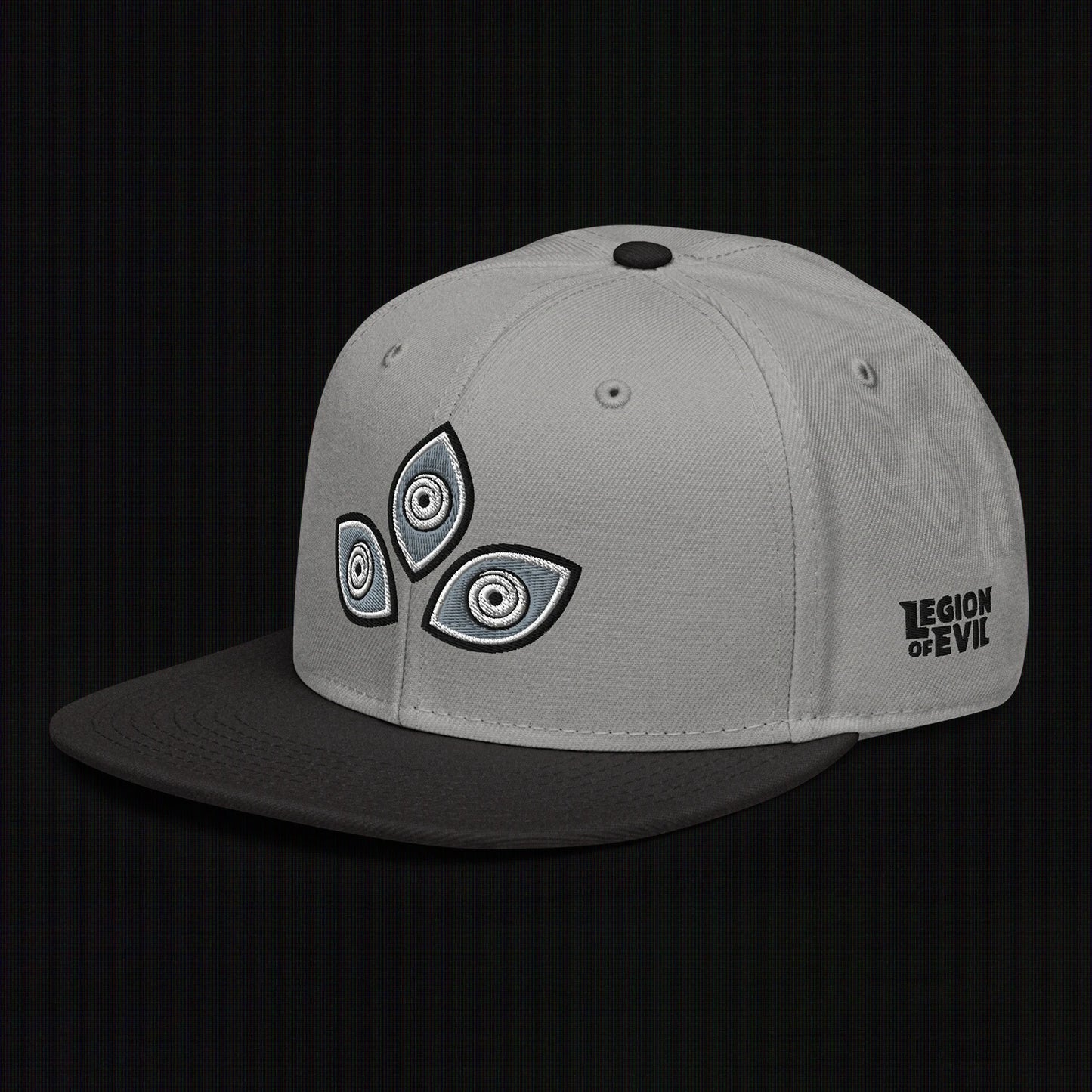 Triclops - Flat Embroidery - Snapback Hat (Gray/Black)