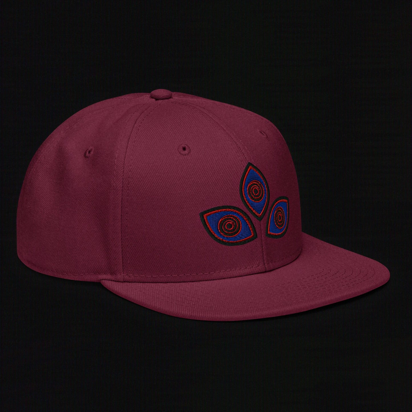Triclops - Flat Embroidery - Snapback Hat (Maroon)