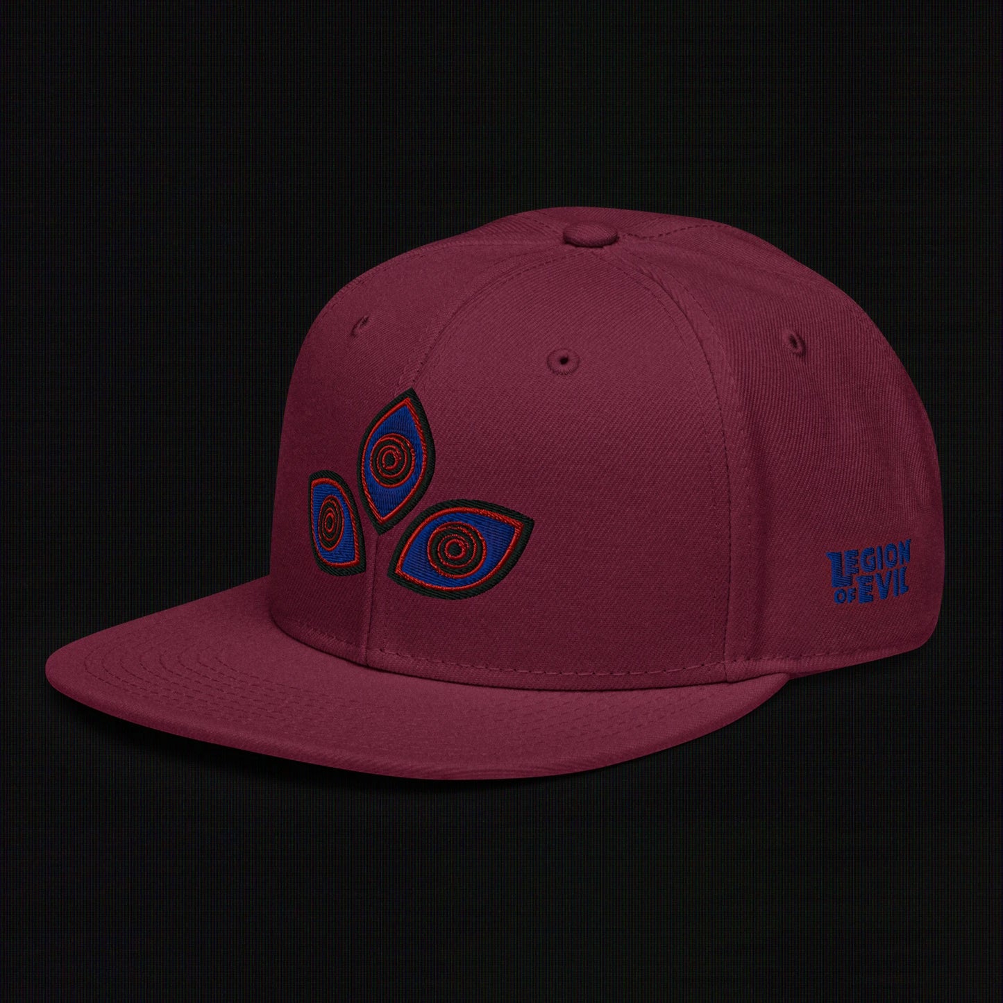 Triclops - Flat Embroidery - Snapback Hat (Maroon)
