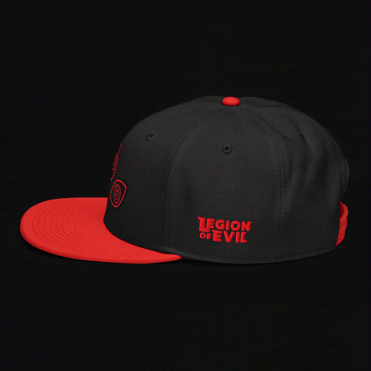 Triclops - Flat Embroidery - Snapback Hat (Red/Black)