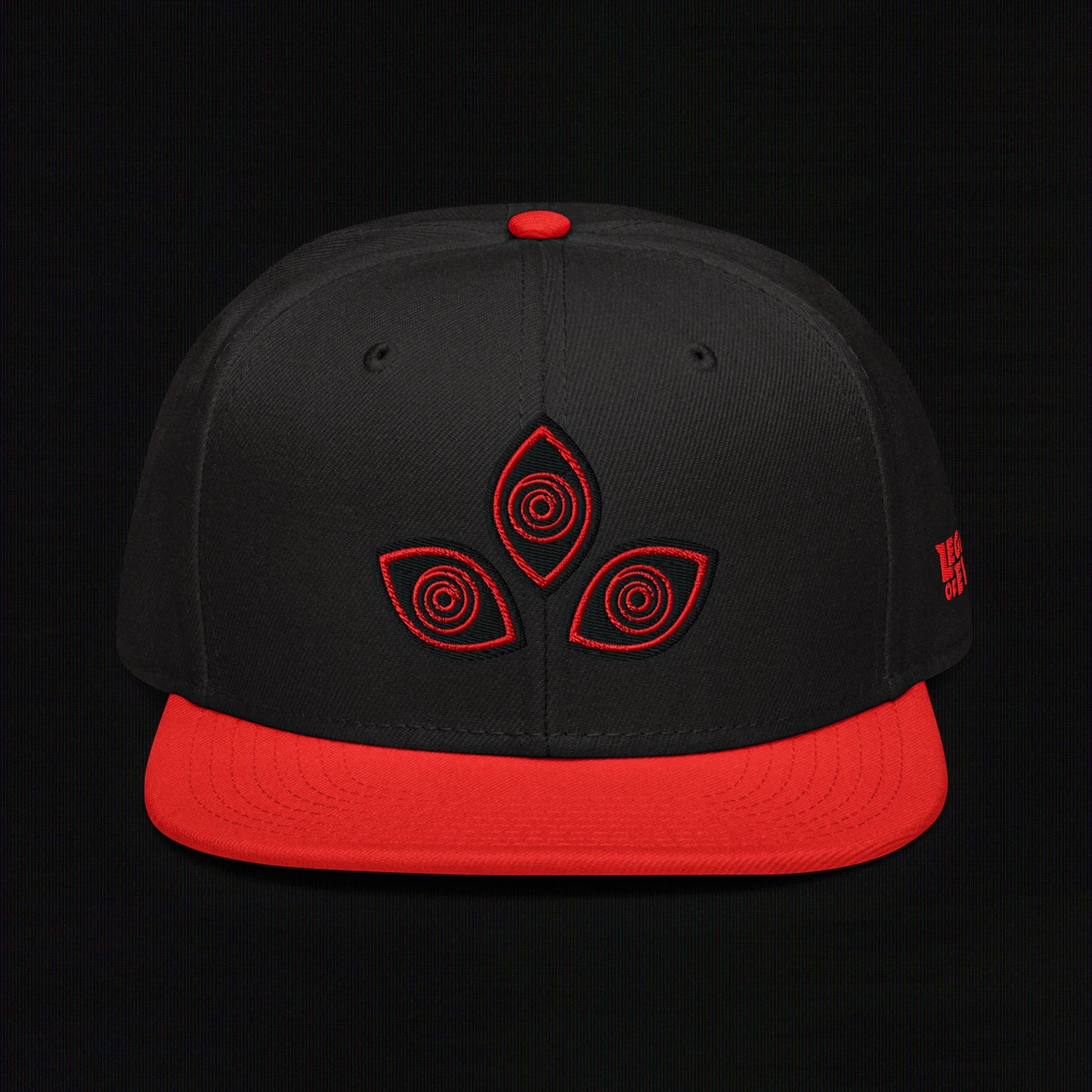Triclops - Flat Embroidery - Snapback Hat (Red/Black)