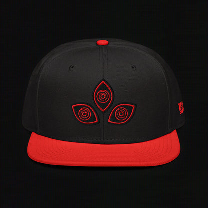 Triclops - Flat Embroidery - Snapback Hat (Red/Black)