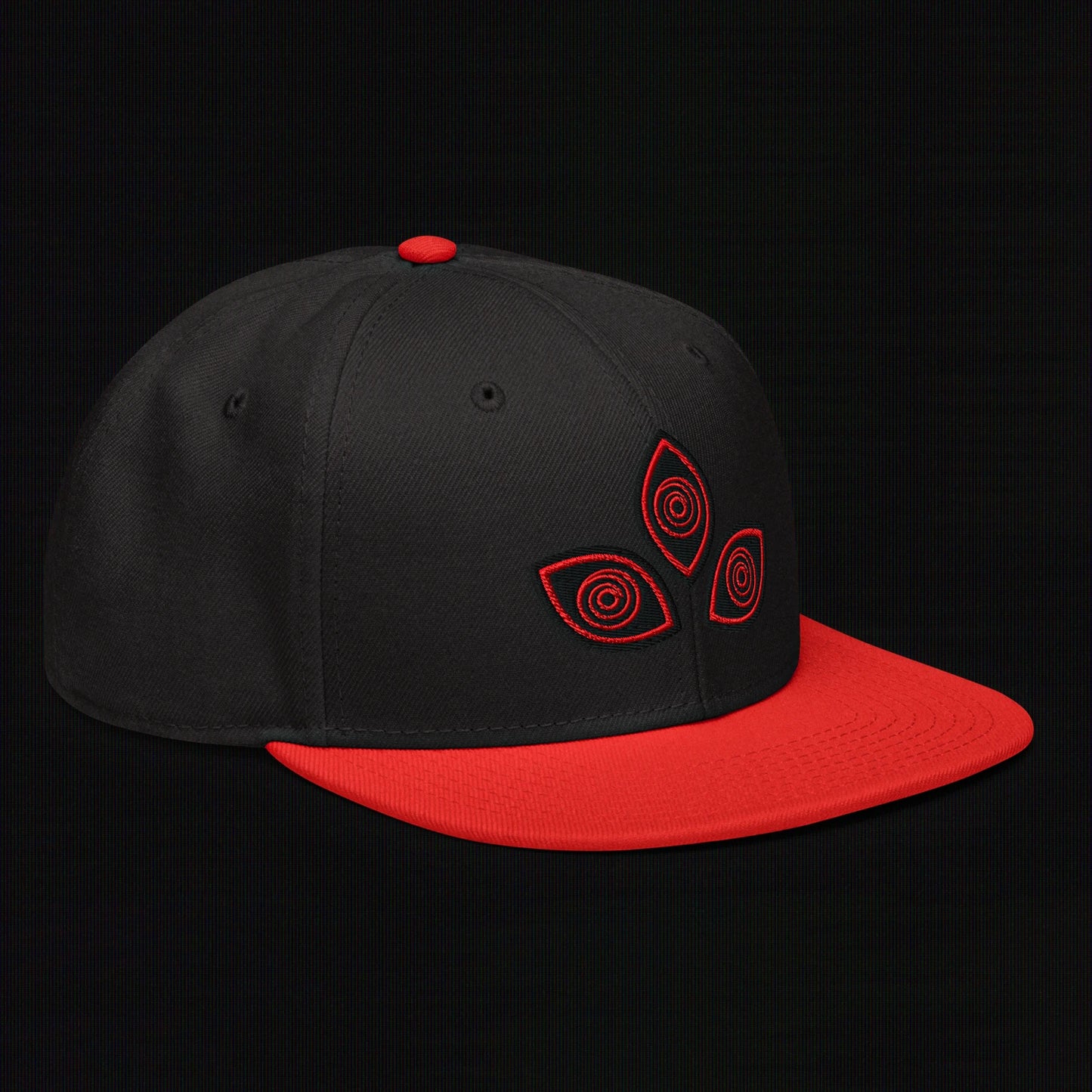 Triclops - Flat Embroidery - Snapback Hat (Red/Black)