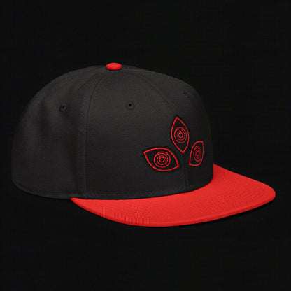 Triclops - Flat Embroidery - Snapback Hat (Red/Black)