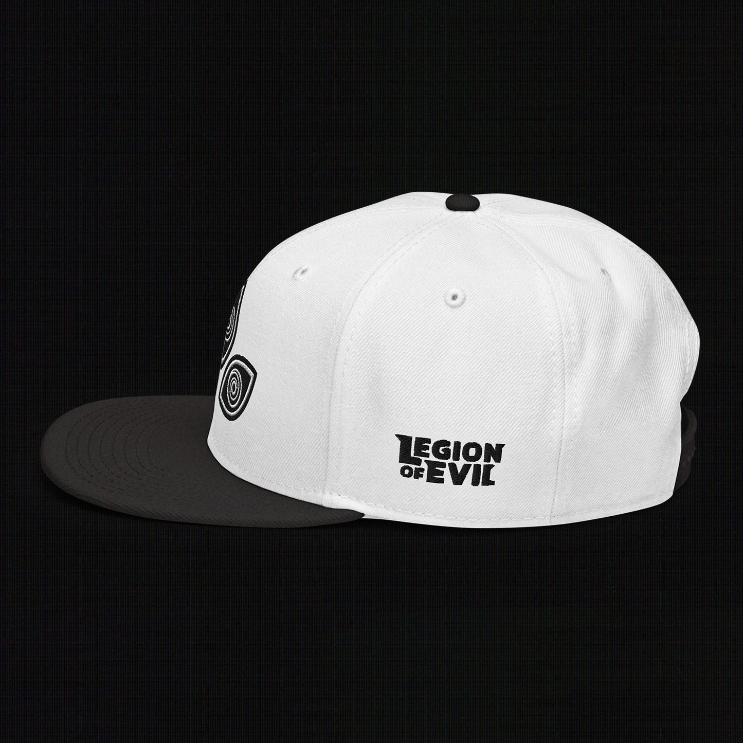 Triclops - Flat Embroidery - Snapback Hat (White/Black)