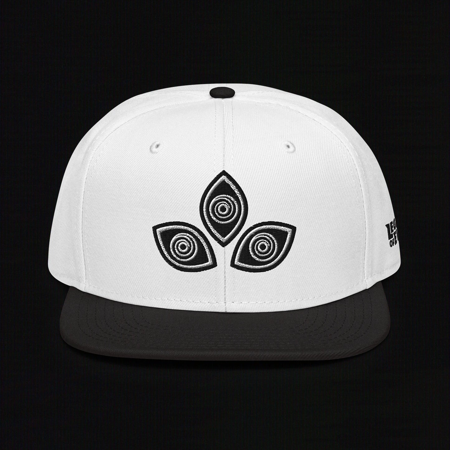 Triclops - Flat Embroidery - Snapback Hat (White/Black)