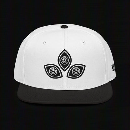 Triclops - Flat Embroidery - Snapback Hat (White/Black)