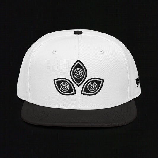Triclops - Flat Embroidery - Snapback Hat (White/Black)