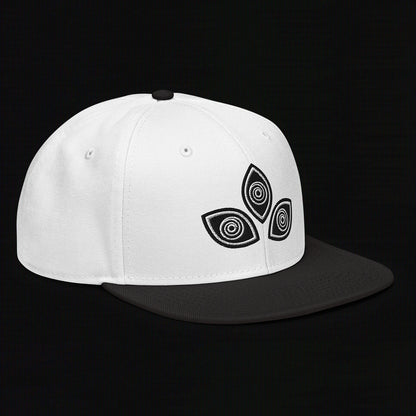 Triclops - Flat Embroidery - Snapback Hat (White/Black)