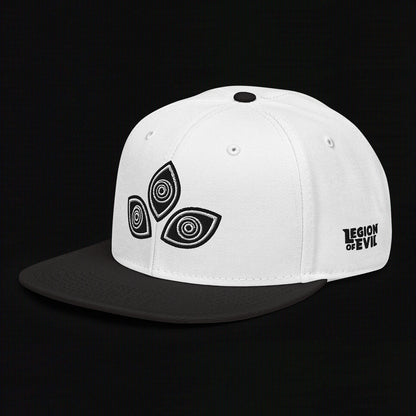 Triclops - Flat Embroidery - Snapback Hat (White/Black)