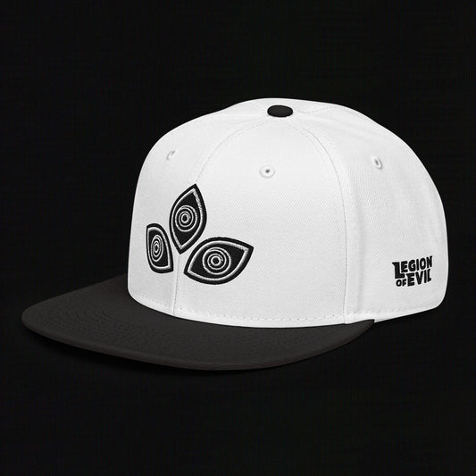 Triclops - Flat Embroidery - Snapback Hat (White/Black)