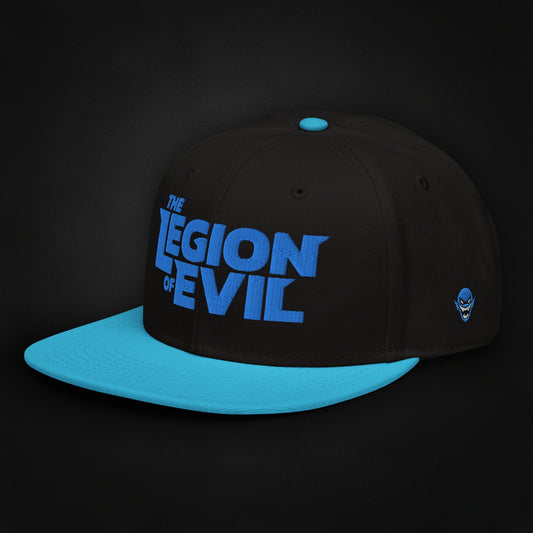 Legion Type Logo - Flat Embroidered - Snapback Hat (Aqua Blue/Black)
