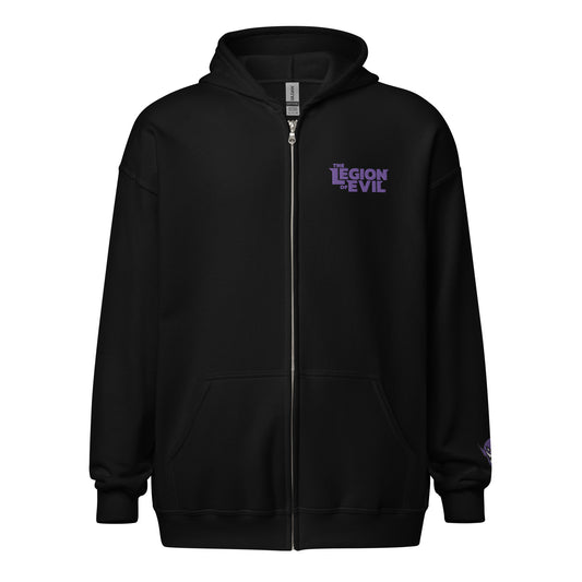 Legion Type Logo - Embroidered - Unisex heavy blend zip hoodie (Black)