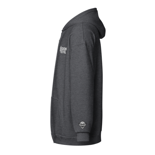 Legion Type Logo - Embroidered - Unisex heavy blend zip hoodie (Dark Heather)